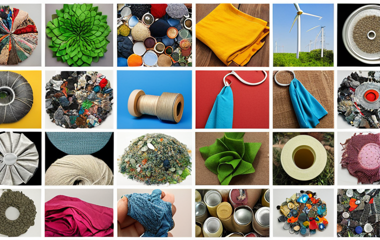 **

A vibrant collage showcasing the lifecycle of recycled fabric. Include images of discarded clothing, the recycling process (mechanical or chemical), and fashionable new garments made from recycled materials. Emphasize the reduction of waste and conservation of resources. Focus on the eco-friendly aspect and circular economy.

**