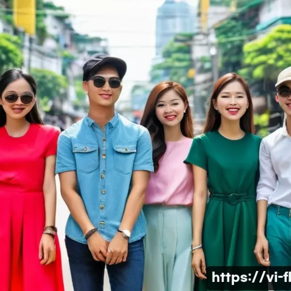 재생 섬유의 시장 조사 및 분석 - **Prompt: Stylish Vietnamese Youth Embracing Recycled Fashion in a Vibrant Urban Setting**
A gro...