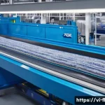 Home 21 재생 섬유의 재활용과 순환 경제 - A modern recycling facility interior focused on textile fiber regeneration, showcasing advanced mach...