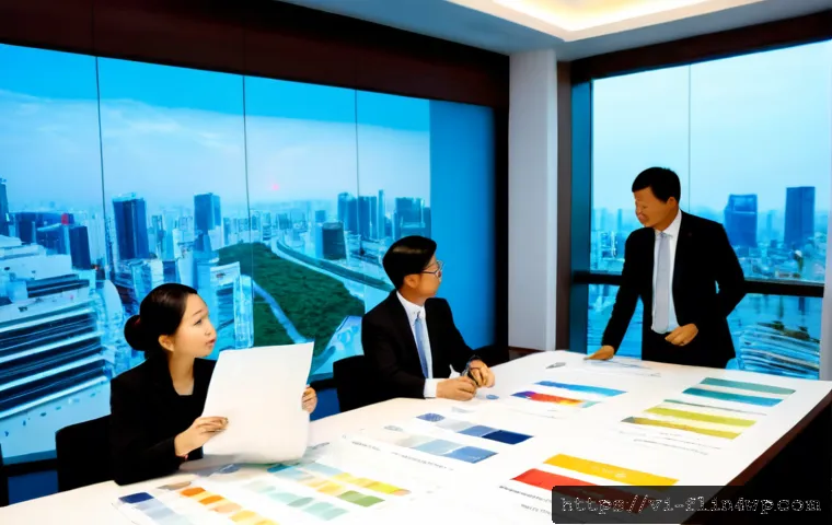 Home 17 재생 섬유 시장에서의 주요 기업 분석 - Photorealistic Vietnamese textile industry boardroom, diverse Vietnamese business leaders and sustai...